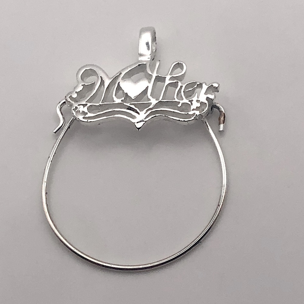 VTG Sterling Silver Charm Holder ‘ Mother ‘ Pendant 1.6”